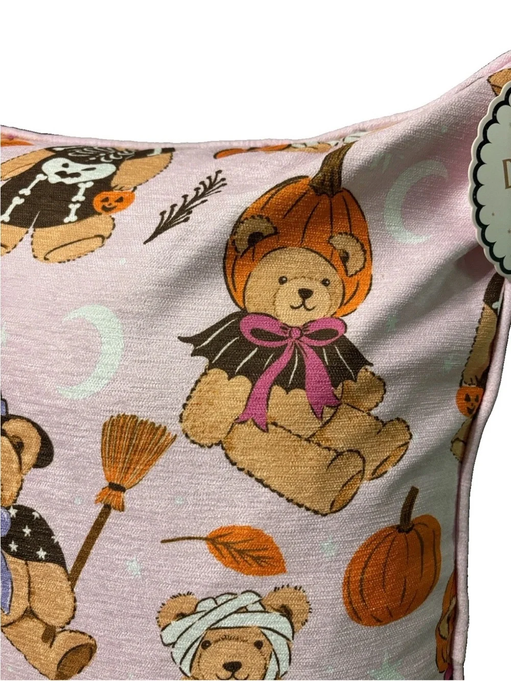 ENVOGUE 18x18 Teddy Bear Costumes Pink Halloween Decorative Pillow NEW